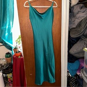 Side Slit Satin Long Dress